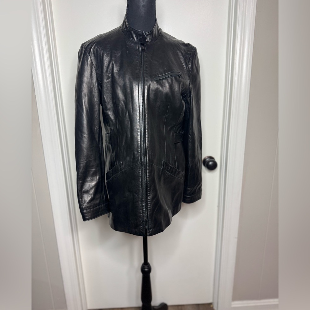 Women Elizabeth Allison Leather Coat Size 10